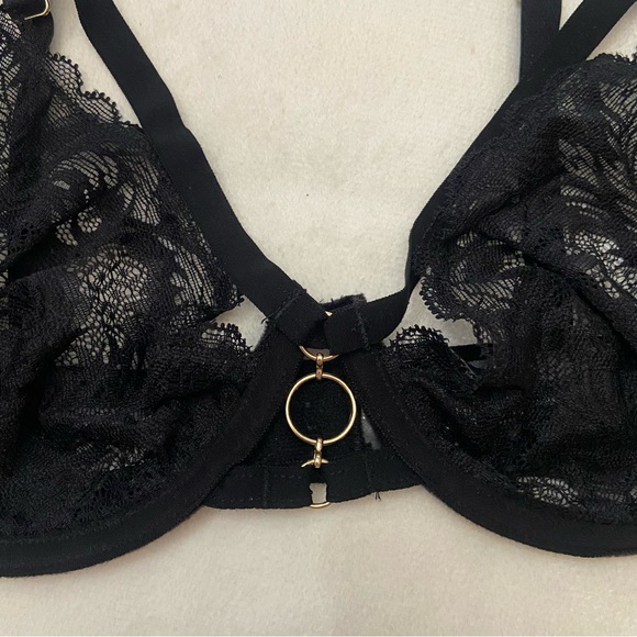 New! Bluebella fawn caged Black Lace Underwire Bra 1802 - Picture 9 of 14